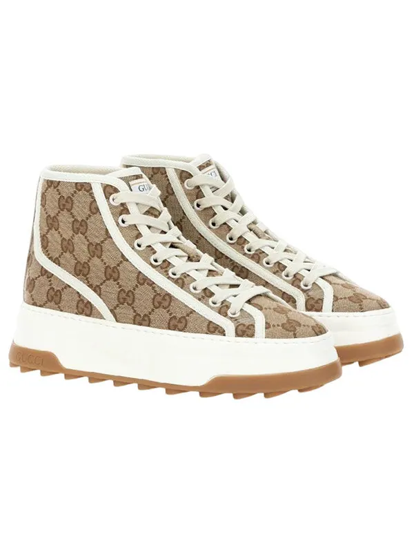 Кроссовки gg high top sneaker 'beige ebony' Gucci — изображение 2 из 2, бежевый
