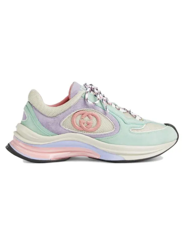Кроссовки run sneaker 'turquoise suede' Gucci — изображение 2 из 4, розовый/белый