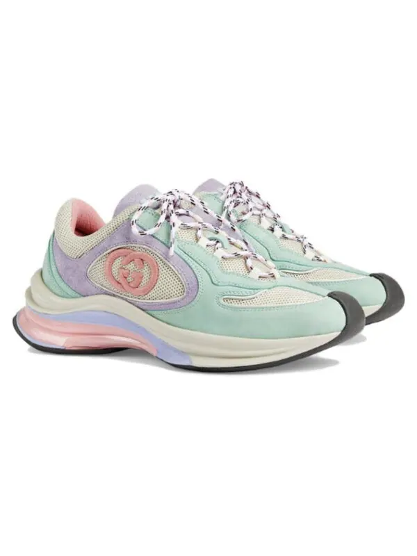 Кроссовки run sneaker 'turquoise suede' Gucci — изображение 3 из 4, розовый/белый
