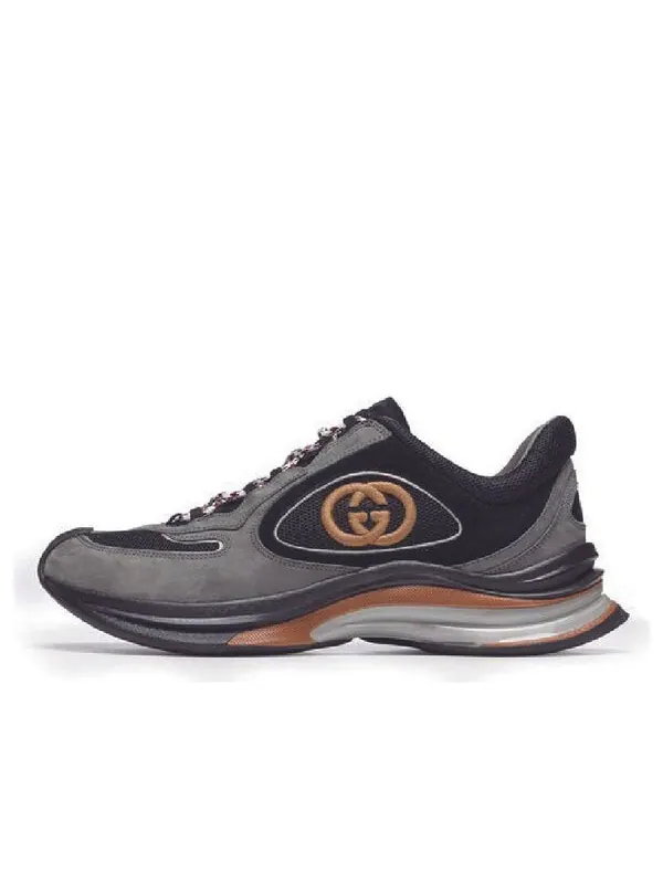 Кроссовки run suede sneakers 'black grey suede' Gucci — изображение 1 из 4, черный/серый