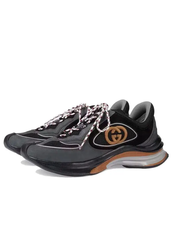 Кроссовки run suede sneakers 'black grey suede' Gucci — изображение 2 из 4, черный/серый