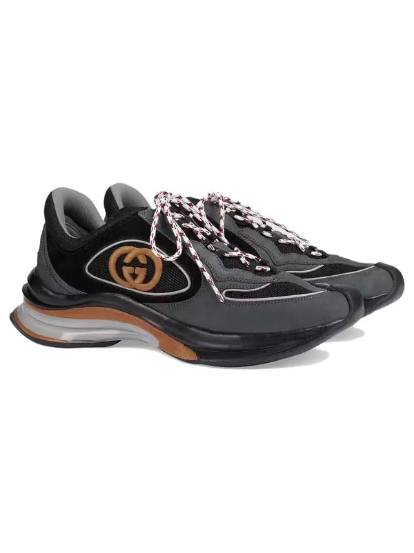 Кроссовки run suede sneakers 'black grey suede' Gucci — изображение 3 из 4, черный/серый