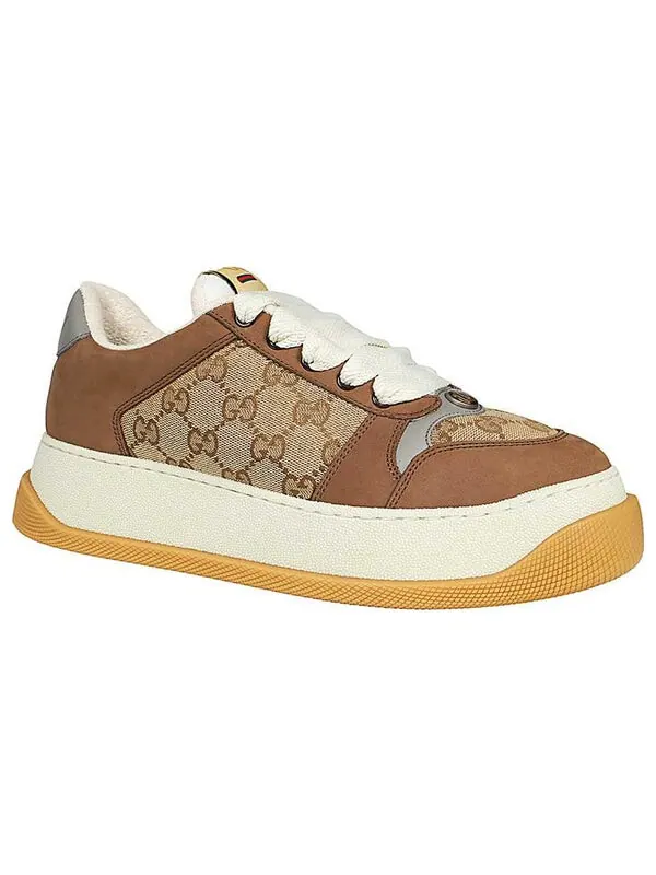 Кроссовки screener gg leather sneakers 'brown beige white' Gucci — изображение 3 из 4, бежевый/коричневый/белый