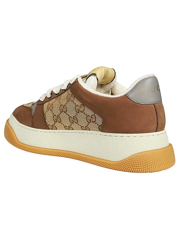 Кроссовки screener gg leather sneakers 'brown beige white' Gucci — изображение 4 из 4, бежевый/коричневый/белый