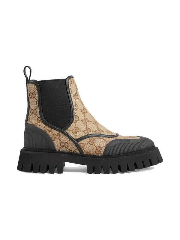 Кроссовки casual style leather logo boots 'beige black' Gucci — изображение 2 из 4, бежевый/черный