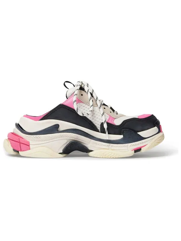 Тапочки triple s mules 'white pink and black double foam and mesh' Balenciaga — изображение 2 из 4, белый/черный/розовый