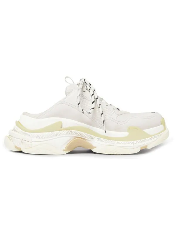Тапочки triple s mules 'white double foam and mesh' Balenciaga — изображение 2 из 4, белый/черный