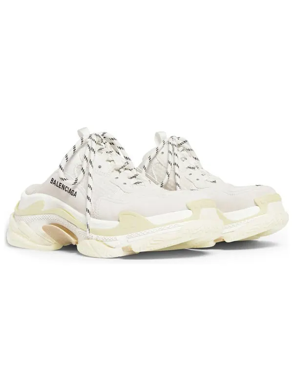 Тапочки triple s mules 'white double foam and mesh' Balenciaga — изображение 3 из 4, белый/черный
