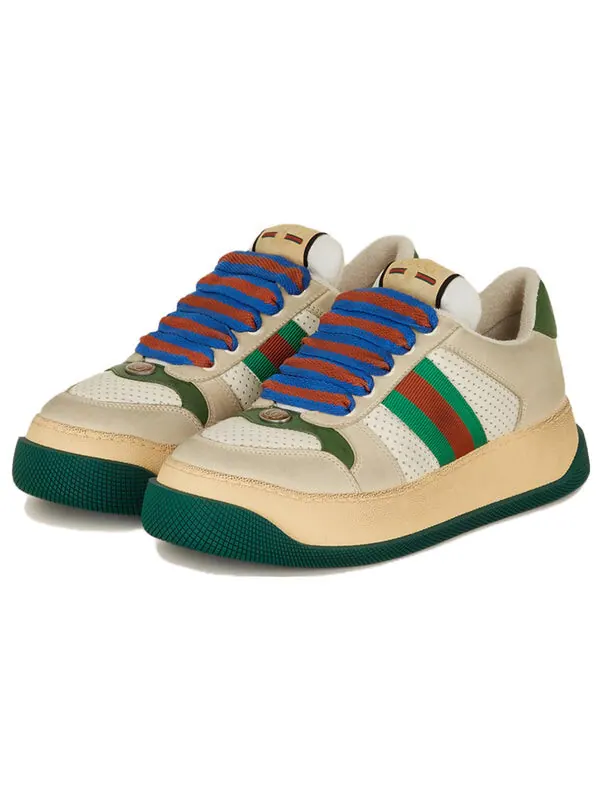 Кроссовки screener gg leather sneakers 'beige green blue' Gucci — изображение 2 из 4