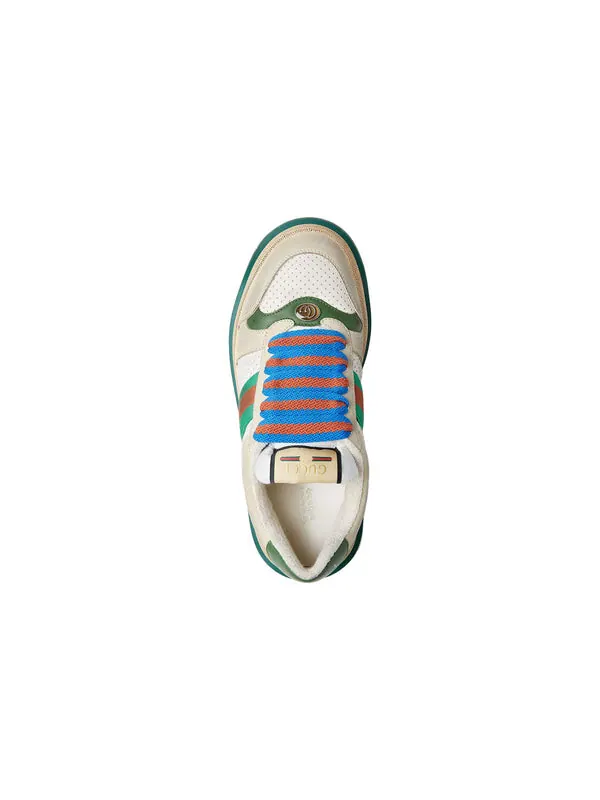 Кроссовки screener gg leather sneakers 'beige green red' Gucci — изображение 4 из 4, бежевый/зеленый/красный