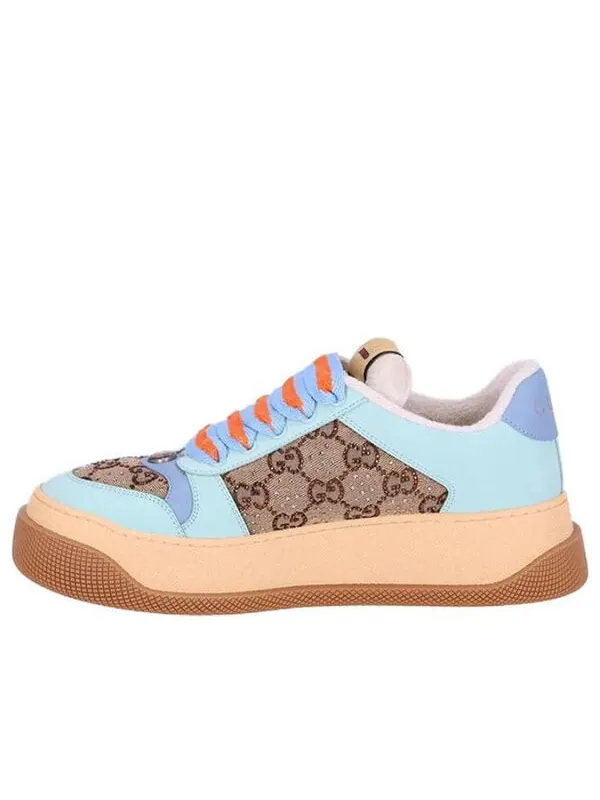Кроссовки screener gg leather sneakers 'beige blue orange' Gucci — изображение 1 из 4, бежевый/синий/оранжевый