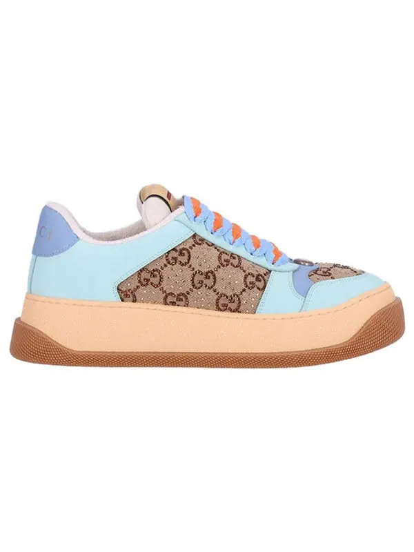 Кроссовки screener gg leather sneakers 'beige blue orange' Gucci — изображение 2 из 4, бежевый/синий/оранжевый