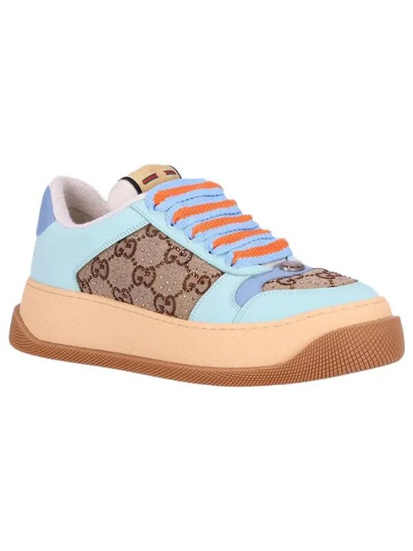 Кроссовки screener gg leather sneakers 'beige blue orange' Gucci — изображение 3 из 4, бежевый/синий/оранжевый