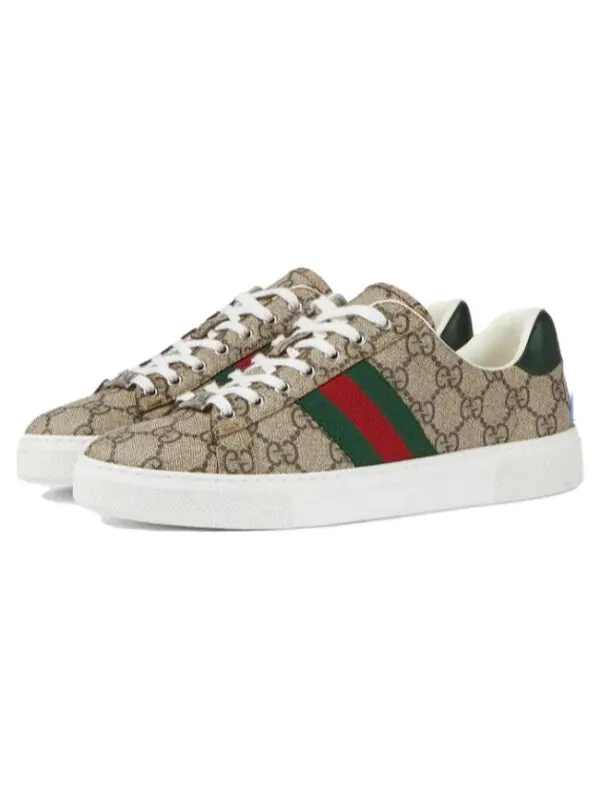 Кроссовки ace sneaker with web 'beige ebony gg supreme' Gucci — изображение 3 из 4, бежевый