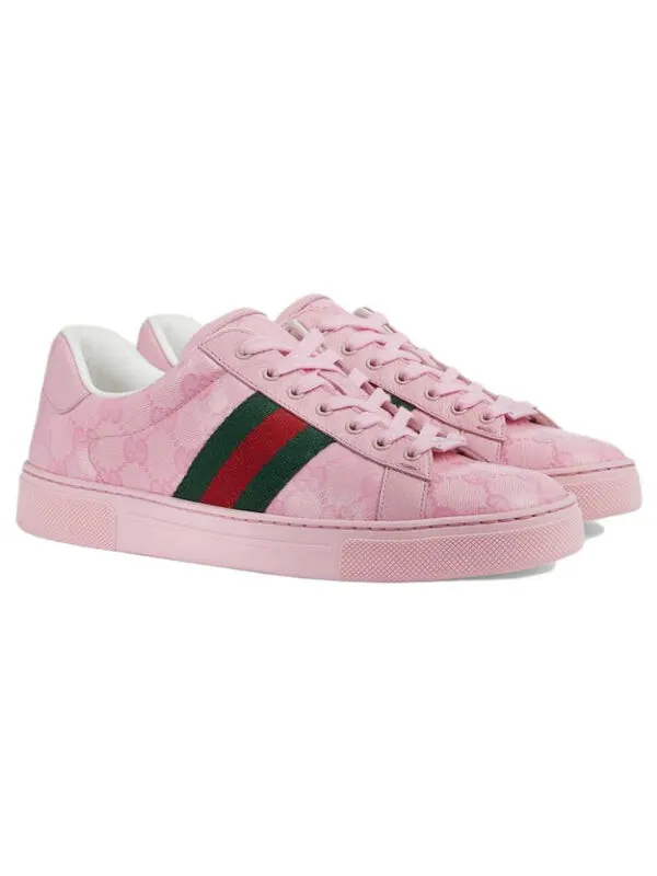 Кроссовки ace sneaker with web 'pink' Gucci — изображение 2 из 4, розовый