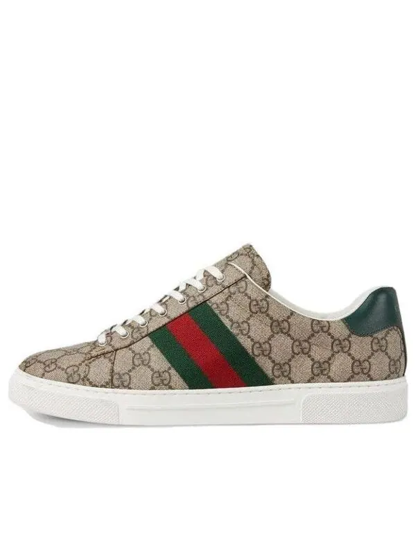 Кроссовки ace sneaker with web 'beige ebony' Gucci — изображение 1 из 4, бежевый
