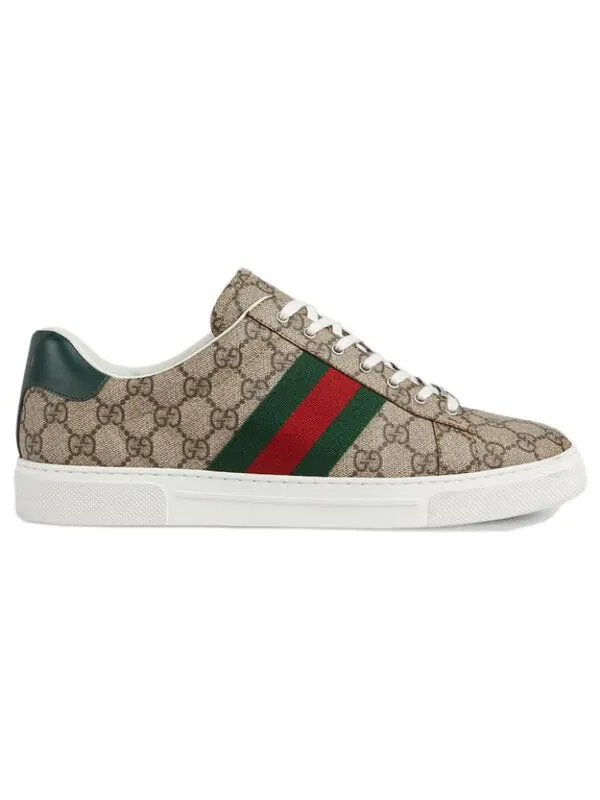 Кроссовки ace sneaker with web 'beige ebony' Gucci — изображение 2 из 4, бежевый