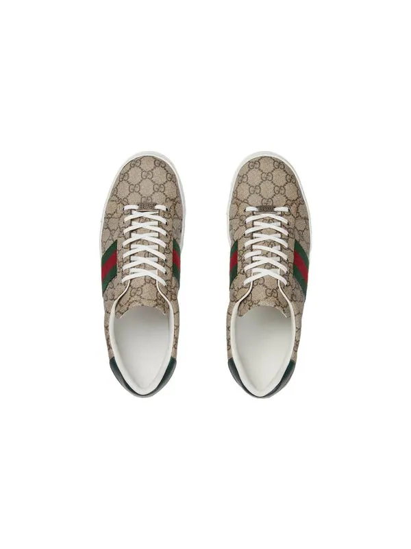 Кроссовки ace sneaker with web 'beige ebony' Gucci — изображение 4 из 4, бежевый