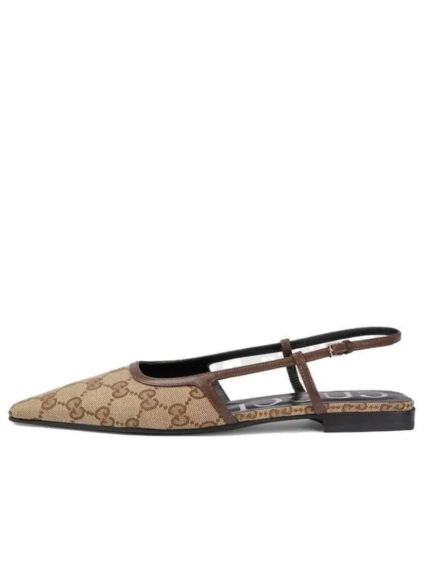 Кроссовки gg slingback ballet flat 'beige ebony' Gucci — изображение 1 из 4, бежевый
