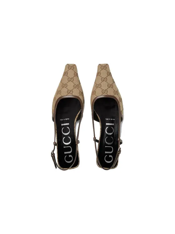 Кроссовки gg slingback ballet flat 'beige ebony' Gucci — изображение 3 из 4, бежевый