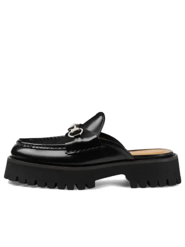 Кроссовки mule with horsebit 'black leather' Gucci — изображение 1 из 4, черный