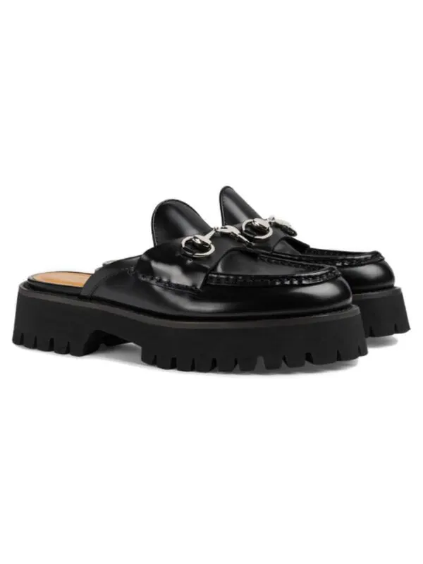 Кроссовки mule with horsebit 'black leather' Gucci — изображение 3 из 4, черный