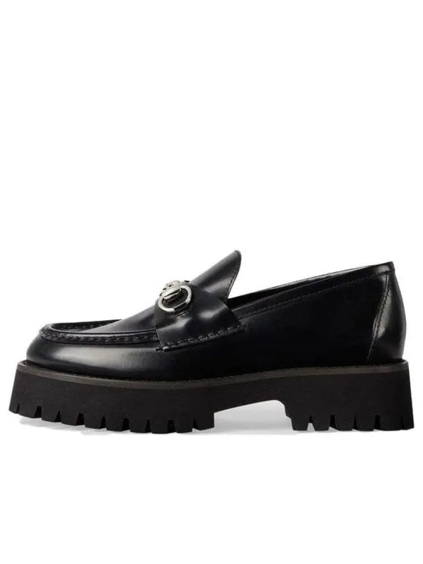 Кроссовки rubber lug sole loafer with horsebit 'black leather' Gucci — изображение 1 из 4, черный