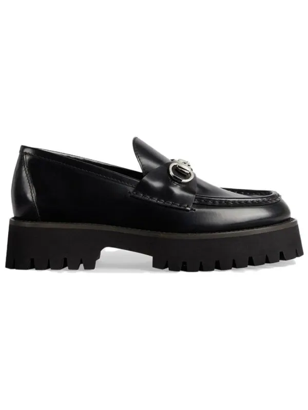 Кроссовки rubber lug sole loafer with horsebit 'black leather' Gucci — изображение 2 из 4, черный