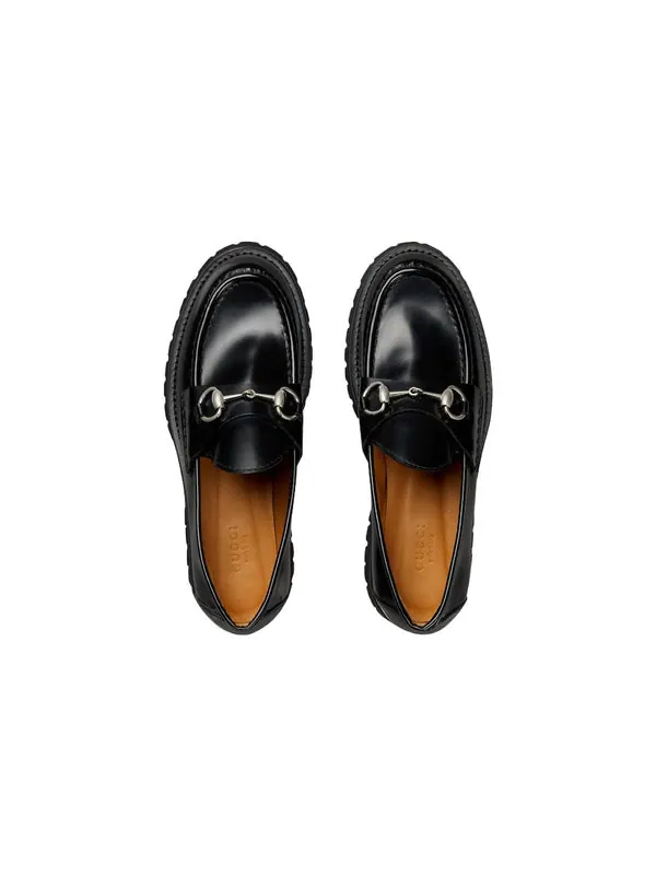 Кроссовки rubber lug sole loafer with horsebit 'black leather' Gucci — изображение 4 из 4, черный