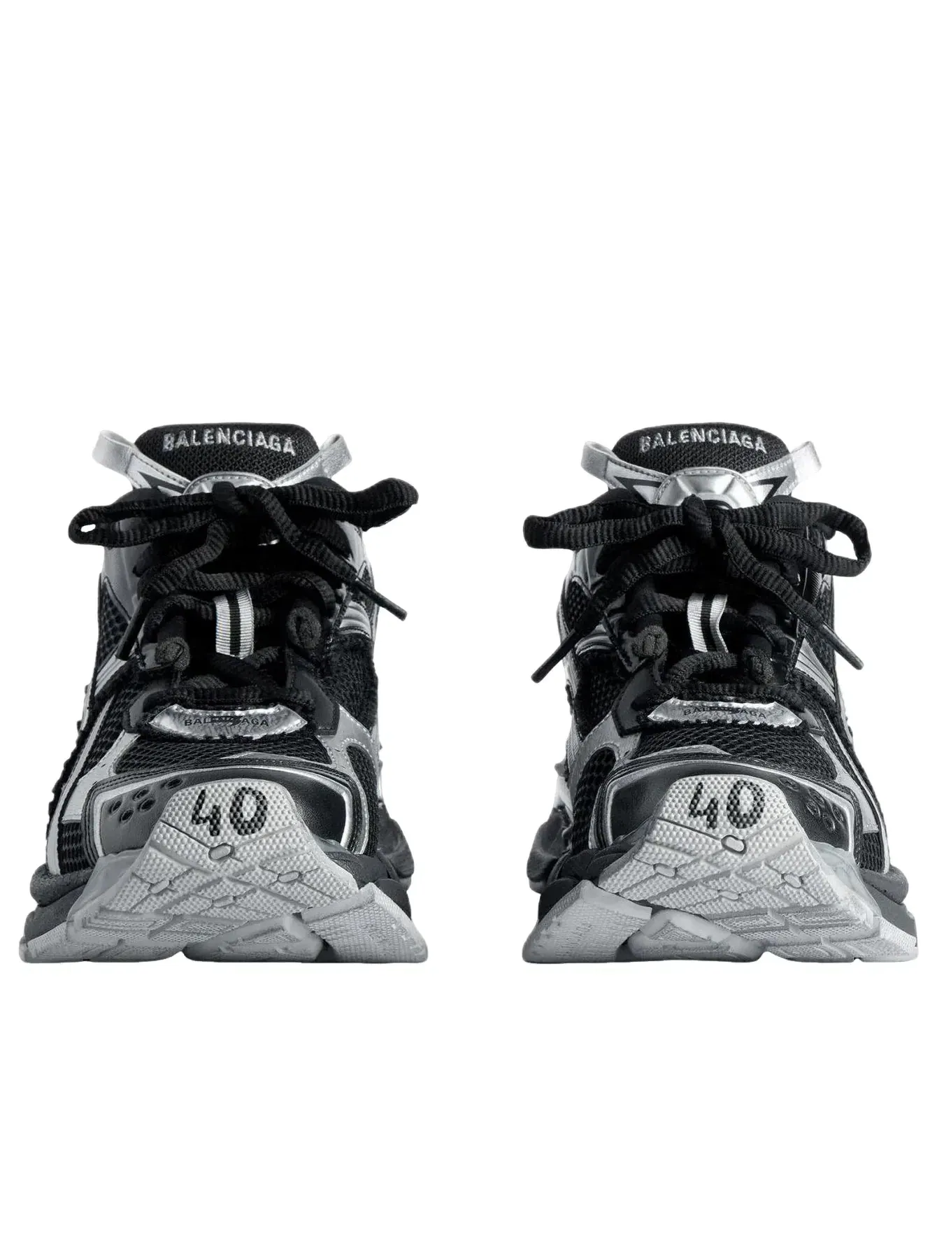 Женские кроссовки для бега с закрытой шнуровкой Balenciaga Runner Black Silver — изображение 4 из 7, мульти
