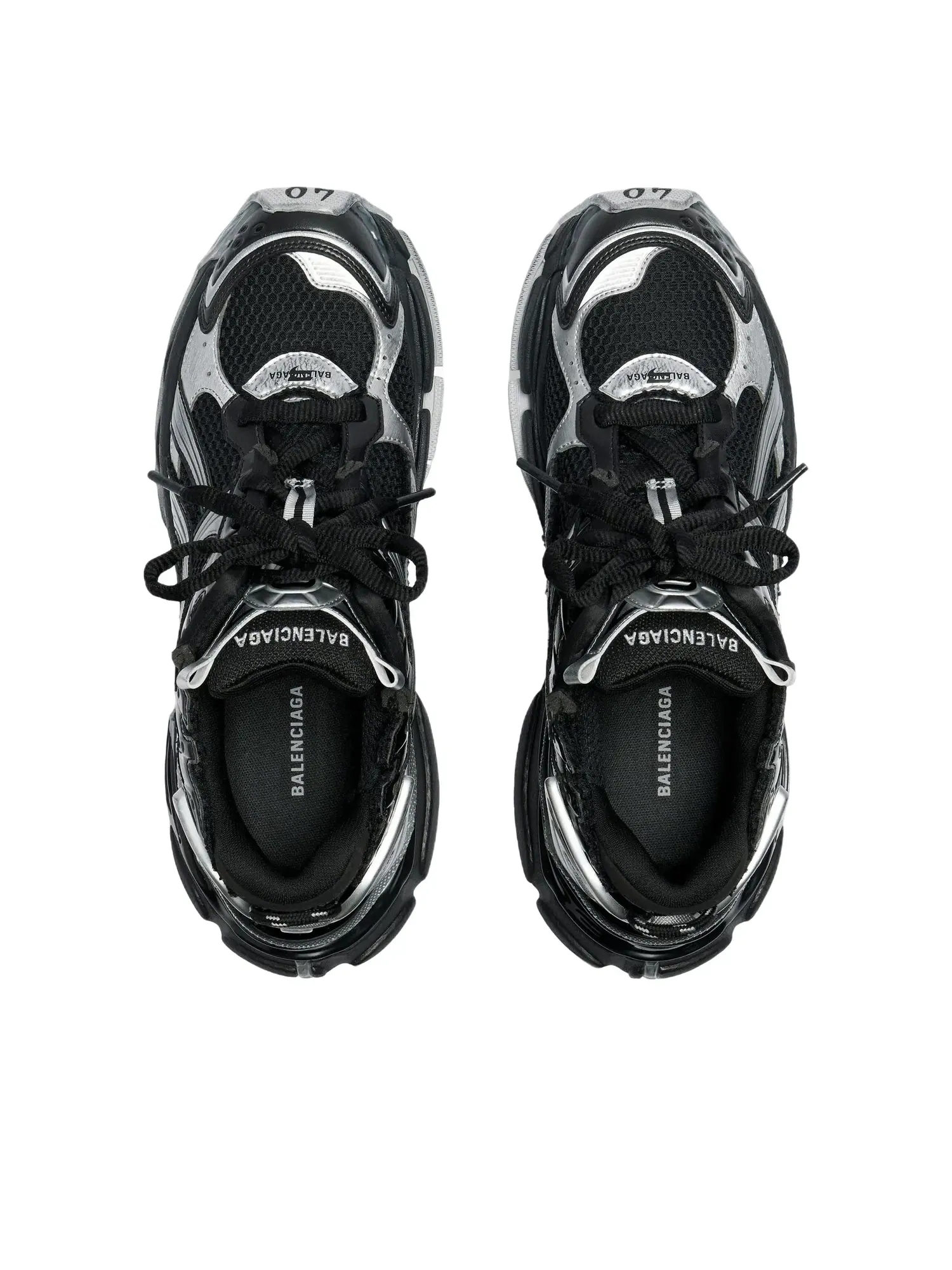 Женские кроссовки для бега с закрытой шнуровкой Balenciaga Runner Black Silver — изображение 5 из 7, мульти