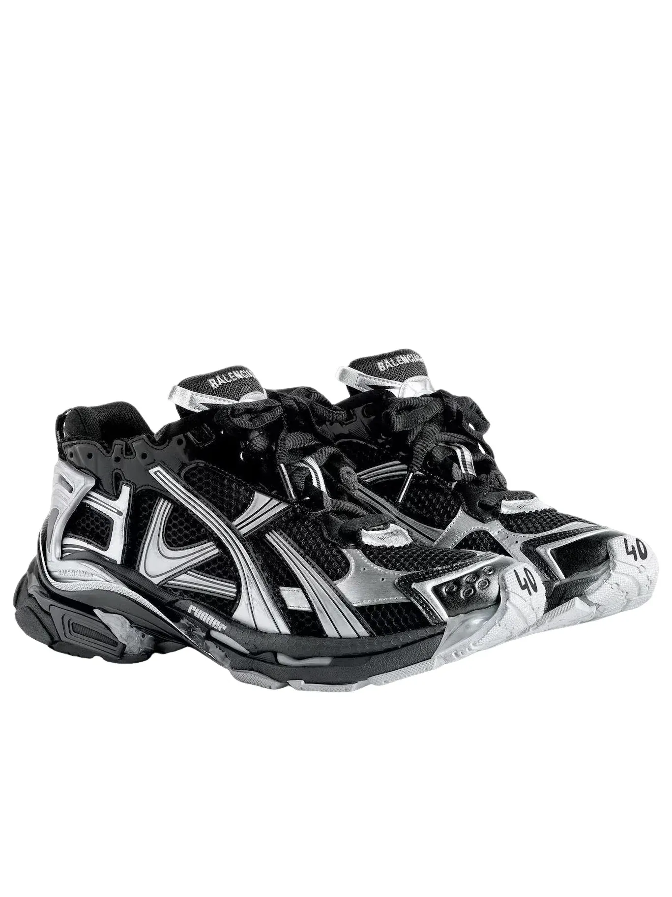 Мужские кроссовки с шнуровкой Balenciaga Runner — изображение 3 из 7, черный