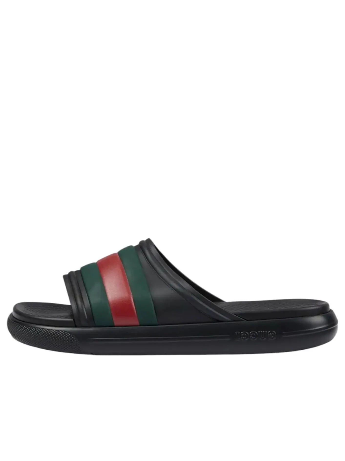 Сандалии Gucci Web Slide Sandal 'Black Green Red' — изображение 1 из 5, черный/зеленый/красный