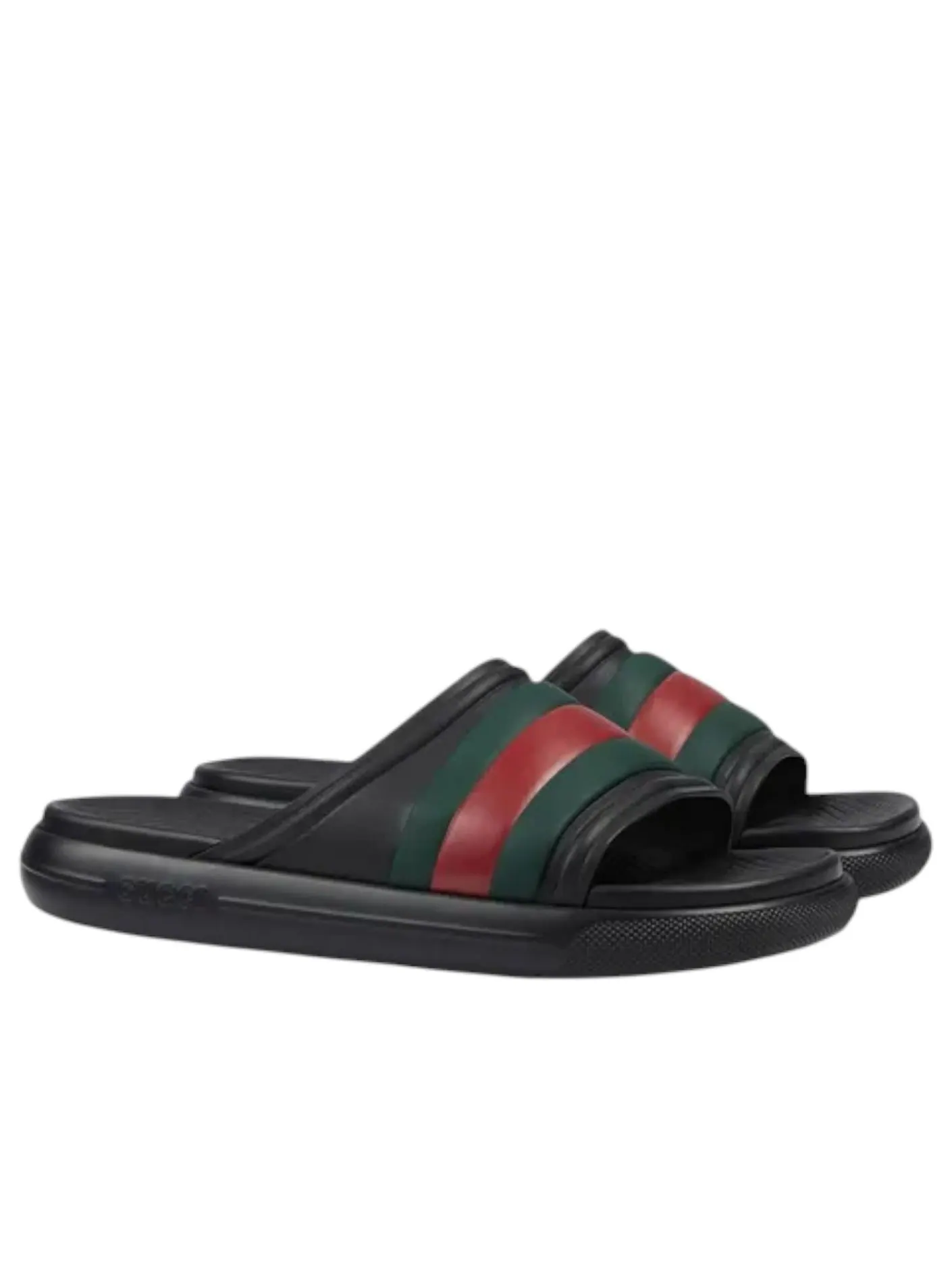 Сандалии Gucci Web Slide Sandal 'Black Green Red' — изображение 2 из 5, черный/зеленый/красный