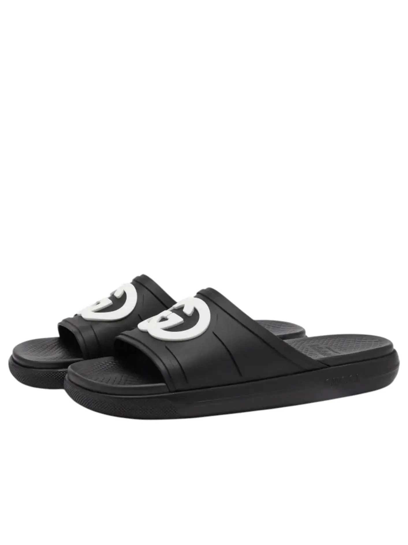 Шлепанцы Gucci Interlocking G Slide 'Black White' — изображение 2 из 5, черный