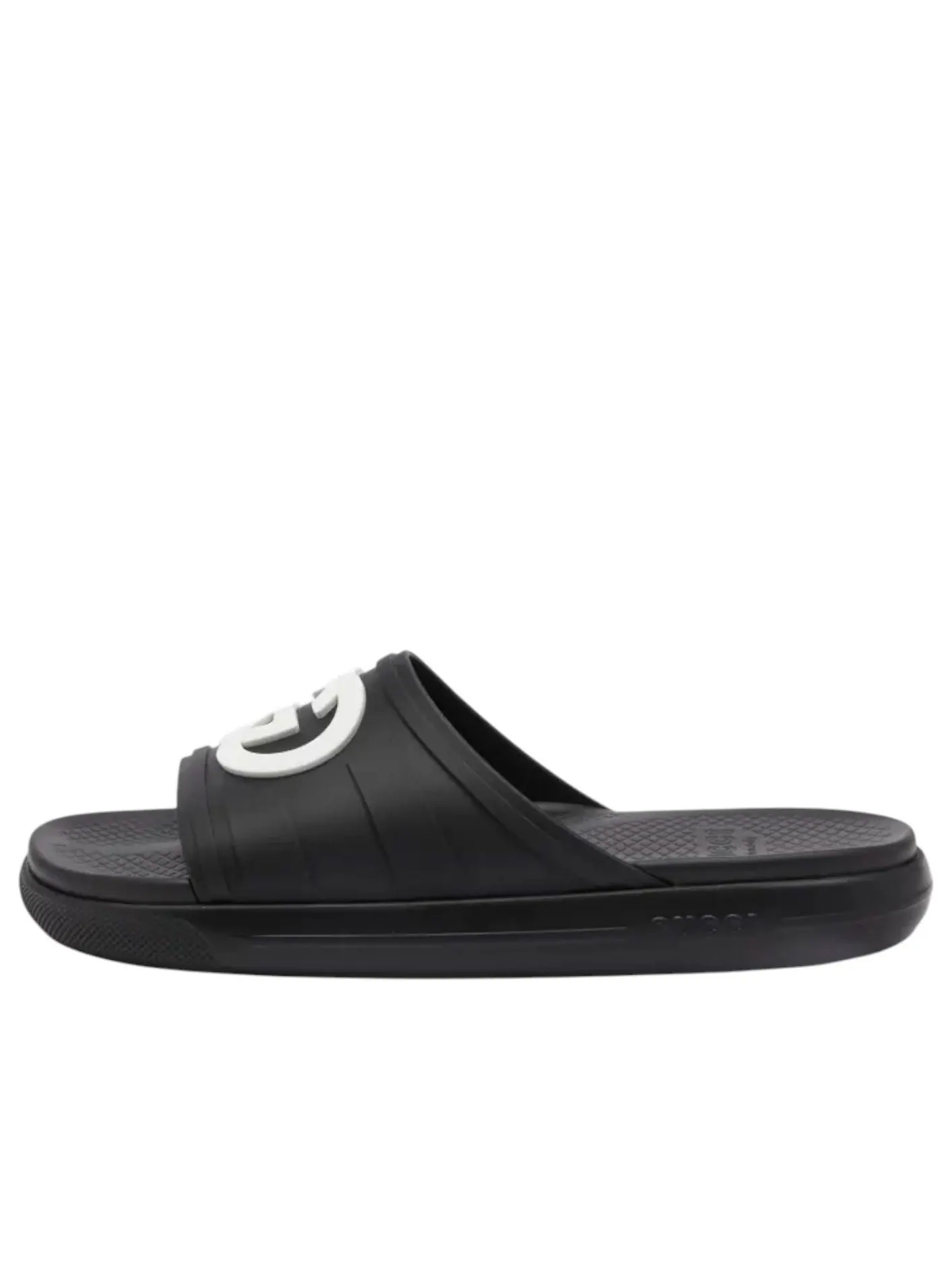 Шлепанцы Gucci Interlocking G Slide 'Black White' — изображение 1 из 5, черный/белый