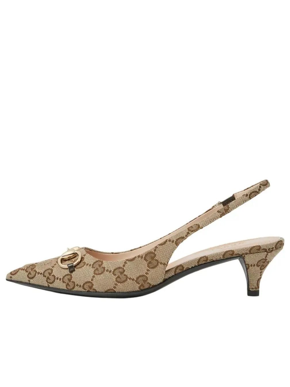 Кроссовки (WMNS) Gucci Horsebit Slingback Heels 'Beige Canvas' — изображение 1 из 4, бежевый