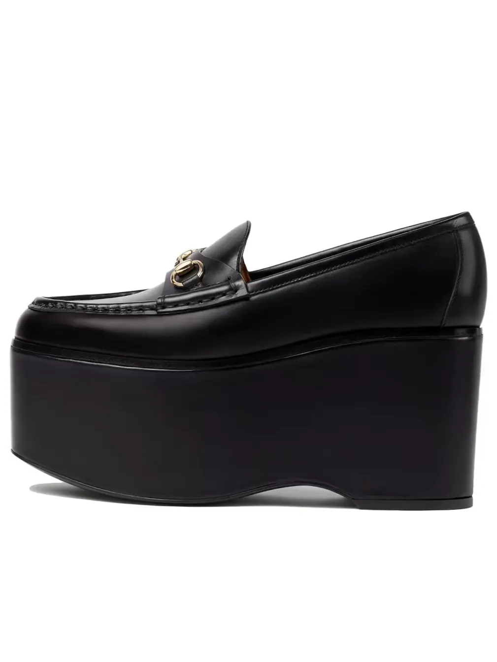 (WMNS) Лоферы Gucci на платформе с пряжкой «Конская уздечка» — изображение 1 из 4, черный