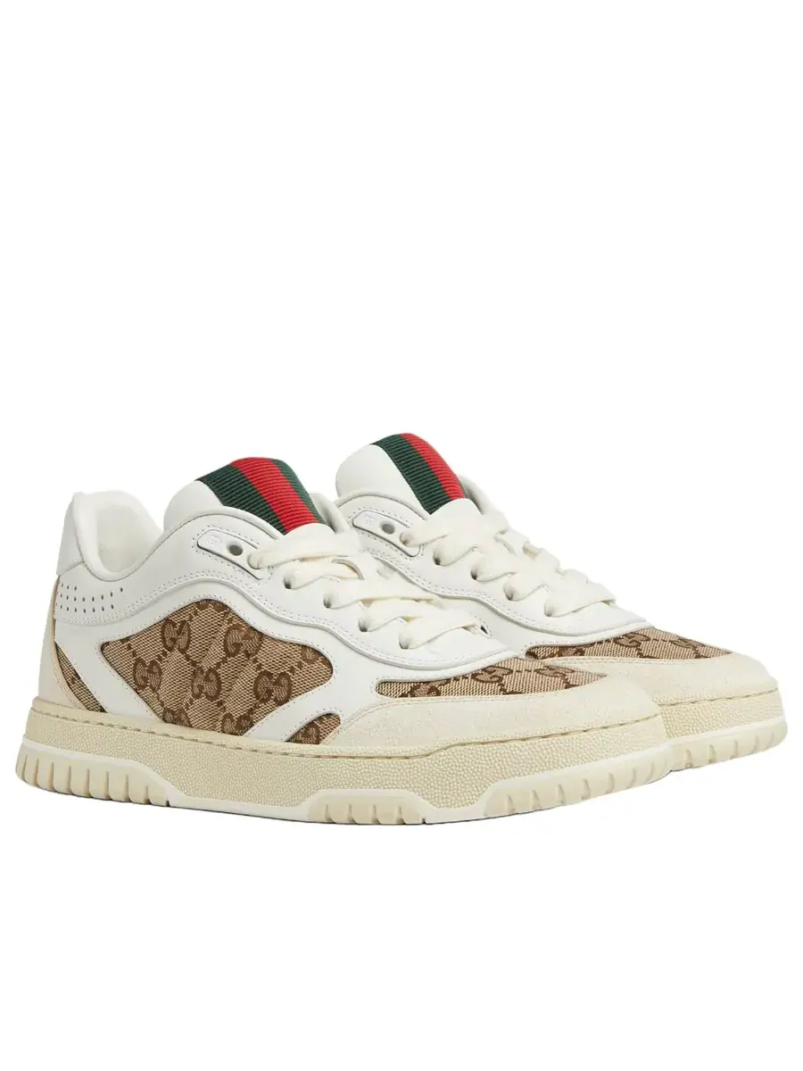 Кроссовки (WMNS) Gucci Re-Web 'GG Canvas White Beige' — изображение 2 из 5, белый