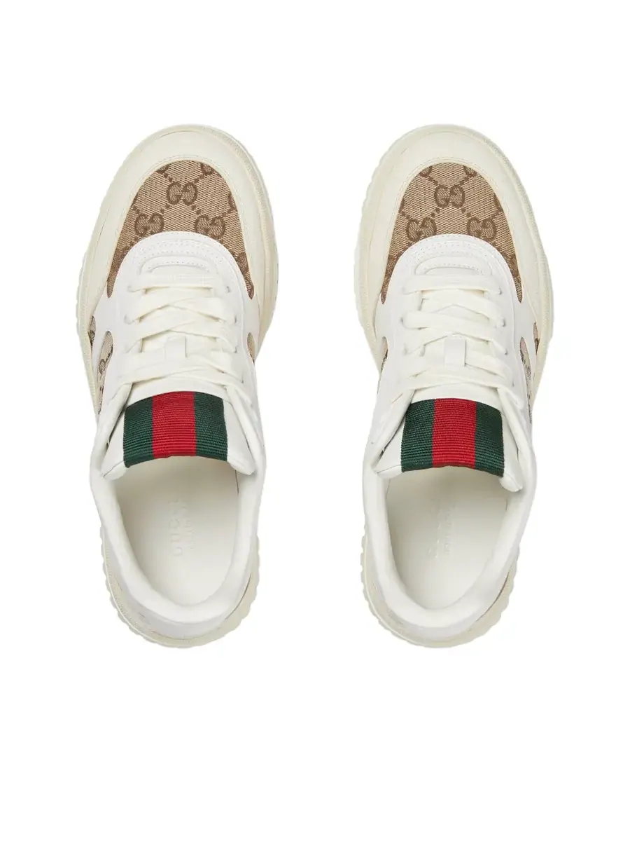 Кроссовки (WMNS) Gucci Re-Web 'GG Canvas White Beige' — изображение 3 из 5, белый