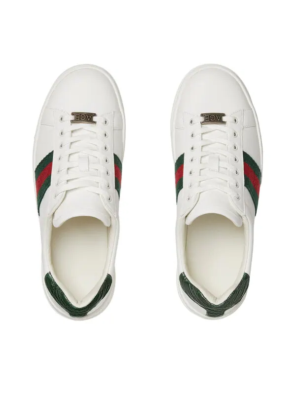 Кроссовки ace leather platform 'white green' Gucci — изображение 3 из 4, белый/зеленый/красный