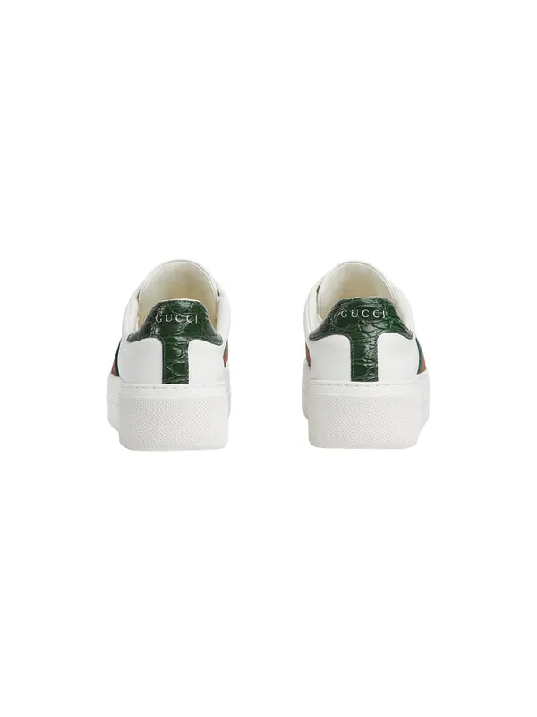 Кроссовки ace leather platform 'white green' Gucci — изображение 4 из 4, белый/зеленый/красный