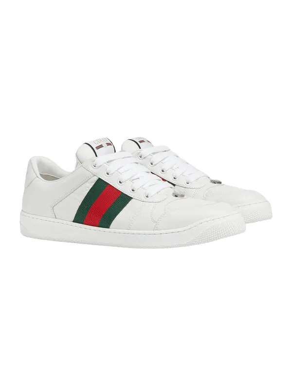 Кроссовки screener 'white' Gucci — изображение 2 из 4, белый/зеленый/красный
