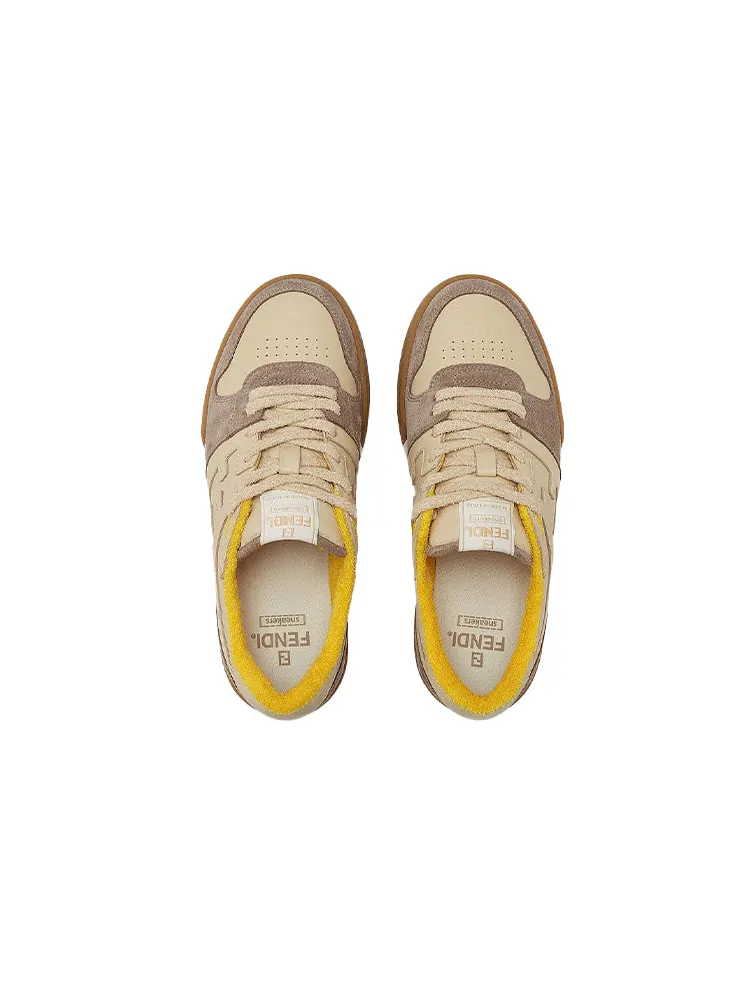 Кроссовки FENDI Match Low Top Suede 'Yellow Beige' — изображение 4 из 5, желтый