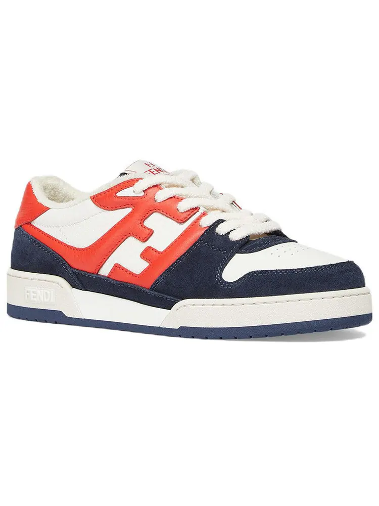 Кроссовки FENDI Match Low Top Suede 'Navy Orange' — изображение 2 из 4, темно-синий