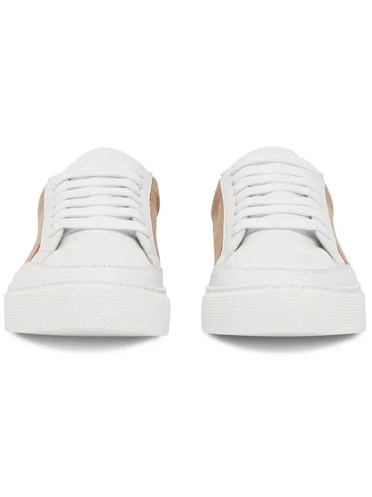 Женские кроссовки с кожаным верхом Burberry 25 Check and Leather Sneakers — изображение 3 из 4, белый