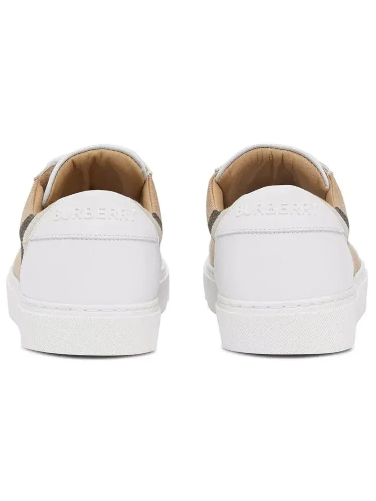 Женские кроссовки с кожаным верхом Burberry 25 Check and Leather Sneakers — изображение 4 из 4, белый