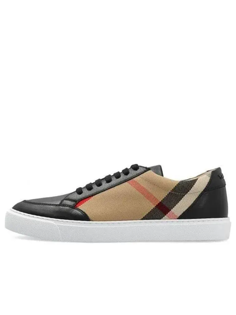 Кроссовки Burberry 25 в клетку и из кожи, черные, 80575081 — изображение 1 из 4, черный