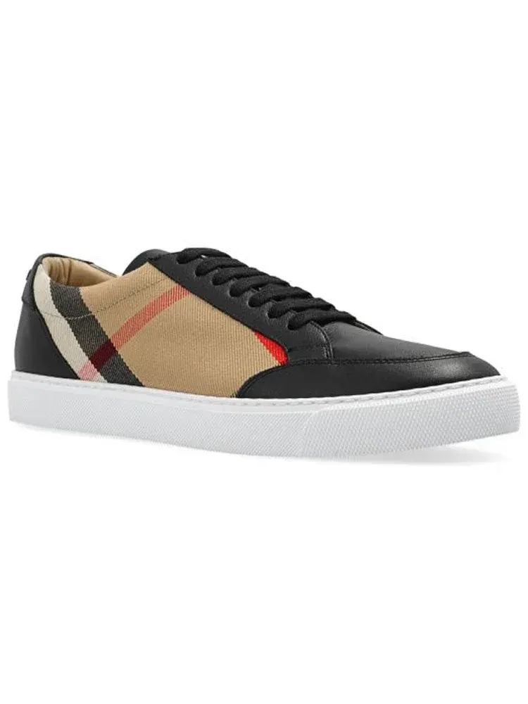 Кроссовки Burberry 25 в клетку и из кожи, черные, 80575081 — изображение 2 из 4, черный