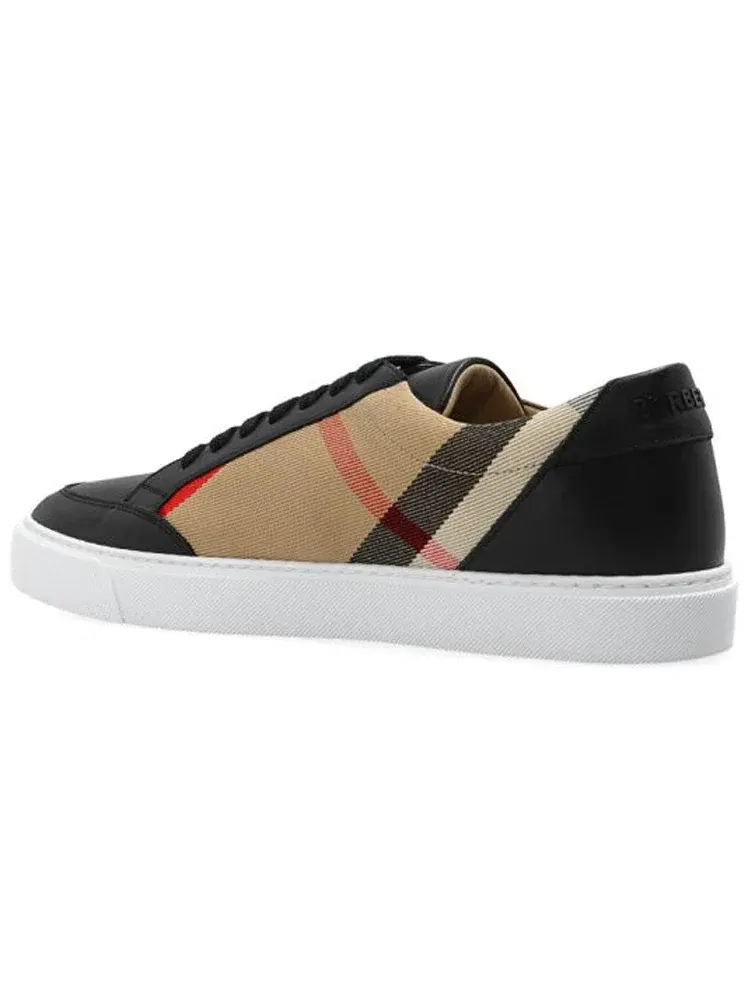 Кроссовки Burberry 25 в клетку и из кожи, черные, 80575081 — изображение 3 из 4, черный